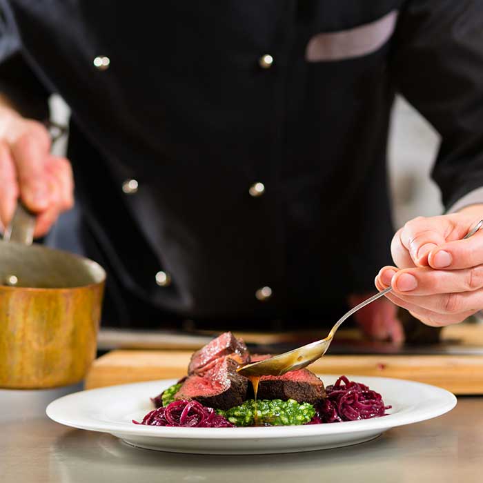 chef preparing a plate